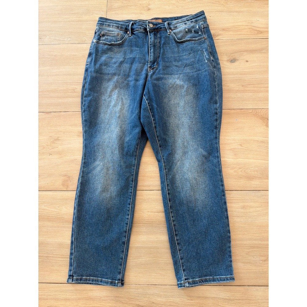 Judy Blue Slim Fit‎ Distressed Medium Wash Jeans 18W JB88776 DK Womens High Rise